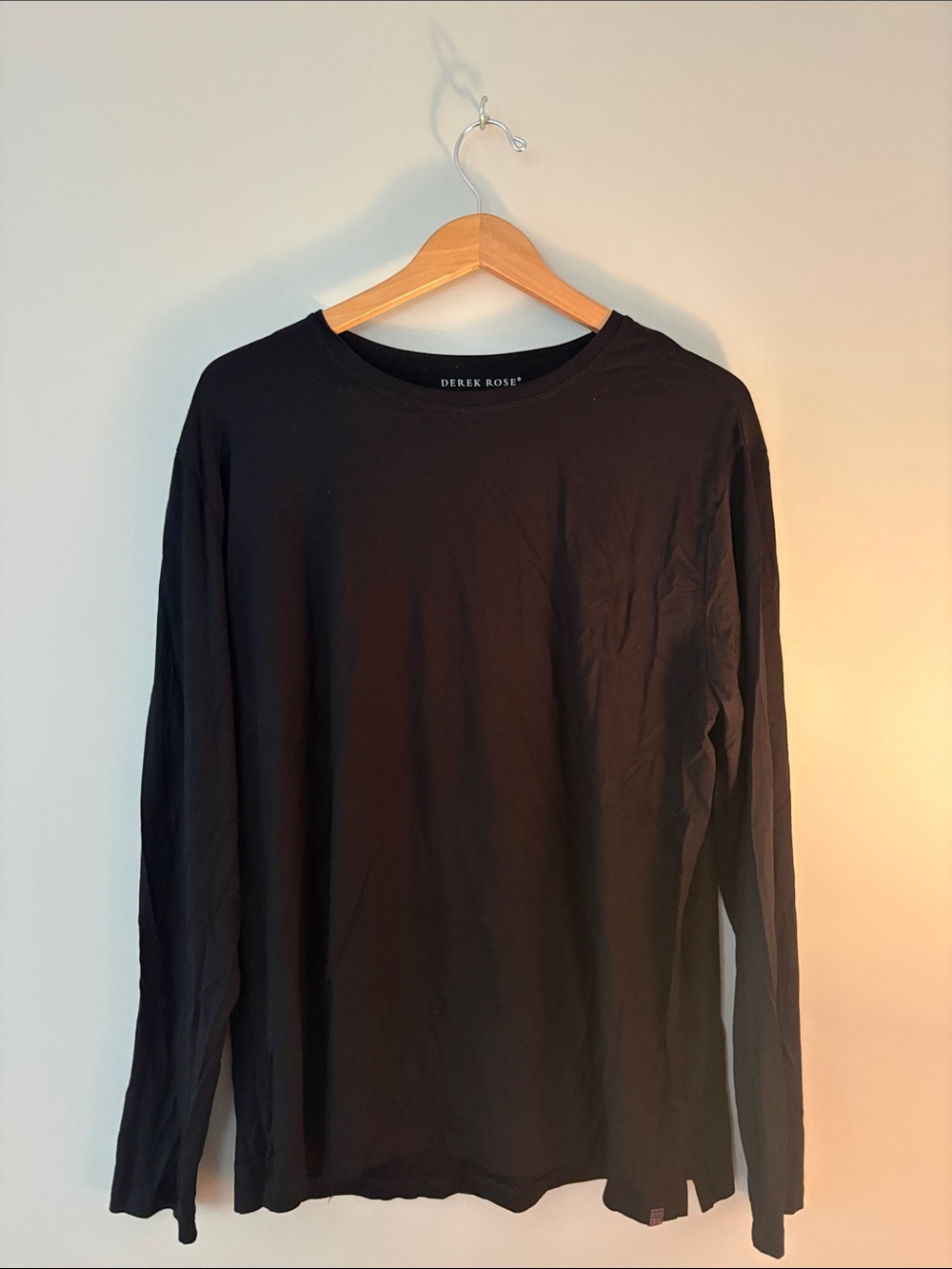 Derek Rose Black Long-Sleeve Crew Neck Tee